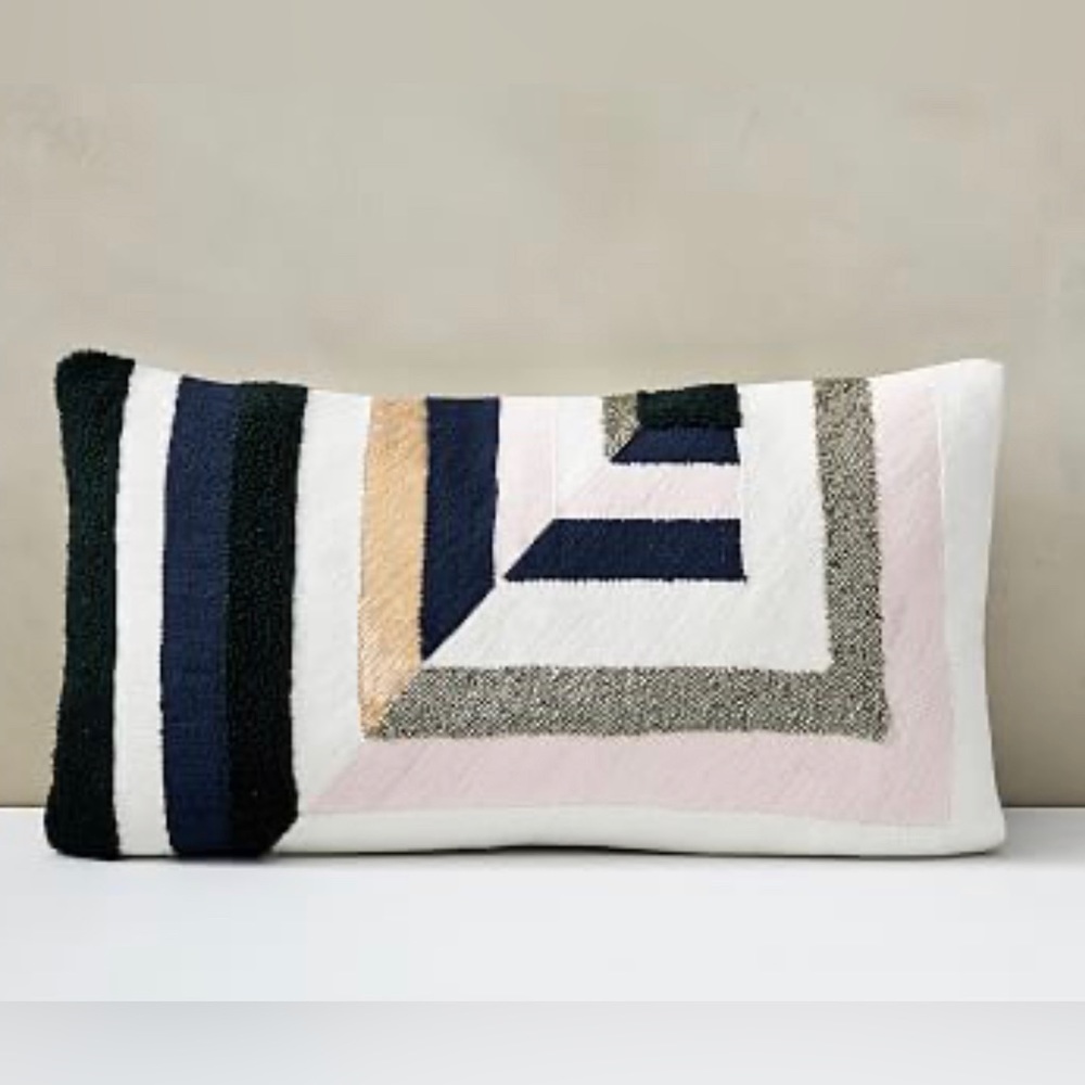 West Elm Embellished pillow cover multi intersecting lines